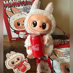 Pop Mart Lafufu The Monsters Series Coca Cola Plush Lafufu With Open Box & Card